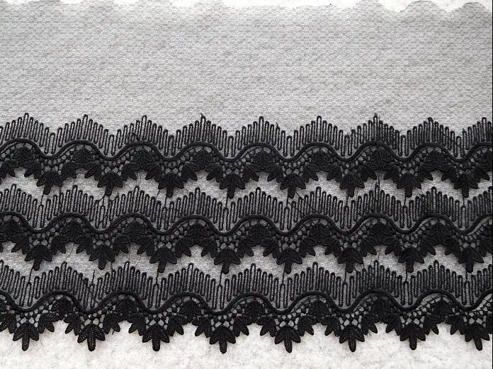 2 метра черная вышитая тесьма Кружевная Сетка гипюр кружевная отделка или ткань