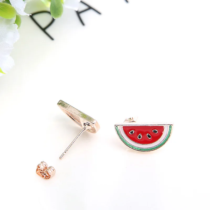 ISINYEE милый эмалированный арбузный Комплект сережек для женщин и девочек детские