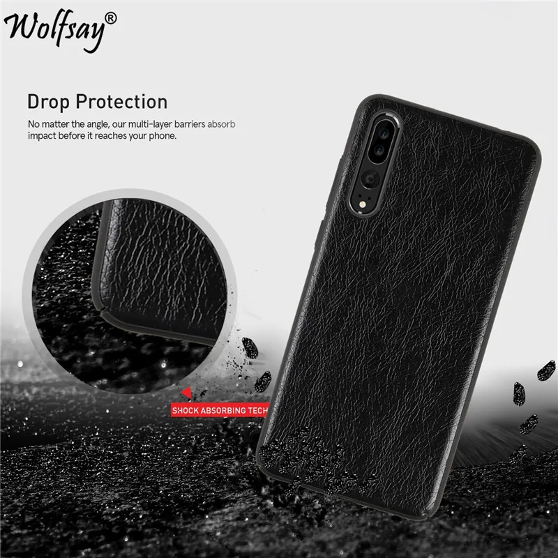 Huawei P20 Pro Чехол huawei плюс кожа PU ПК Жесткий мобильных охватывает Wolfsay Coque телефон