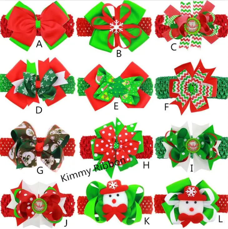 

60pcs/lot christmas crochet headbands Inchangeable Christmas Character Crochet Headband