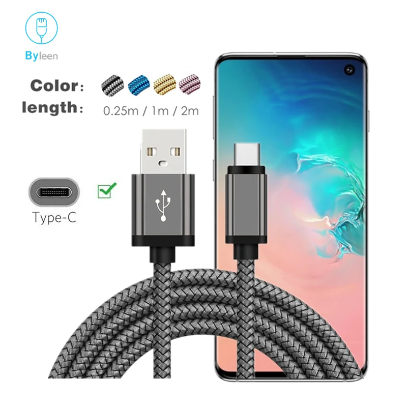 2 м длинный USB 3 0 Type C зарядный кабель для Samsung Galaxy S10 S10e + S9 S8 Note 9 8 A3 A5 A7 2017 A320F A520F A720F C5