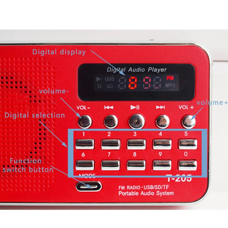 Портативный fm радиоприемник T 205 Hi Fi Колонка для карт цифровая мультимедиа MP3