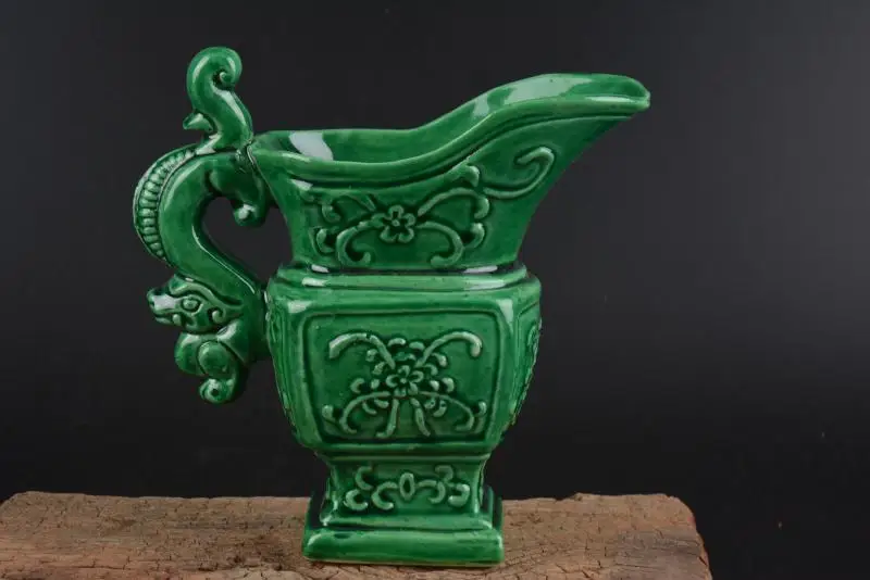 

Antique Chinease QingDynasty porcelain cup,green glaze,DRAGON,Handicrafts,best collection&adornment, Free shipping