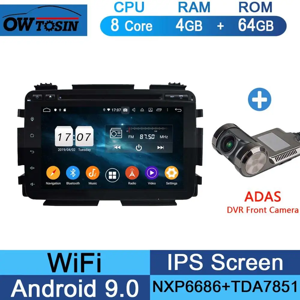 64G Adas Camera " ips 1920*1080 8Core 4G+ 64G Android 9,0 Автомобильный DVD плеер для Honda Vezel HR-V вариабельности сердечного ритма XR-V DSP радио gps - Цвет: 64G Adas Camera