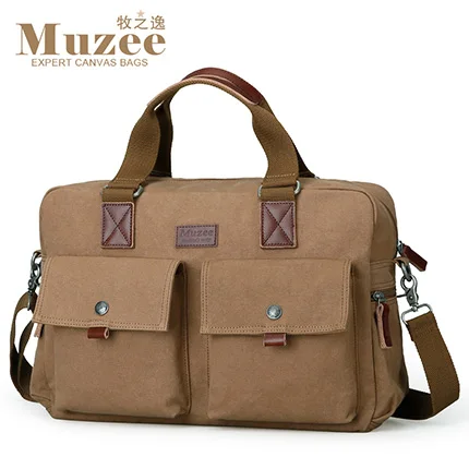 Muzee Большой Вместительный портфель сумка подходит для 15,6 дюймового ноутбука Сумка через плечо многофункциональная сумка через плечо Два цвета на выбор - Цвет: Light Coffee