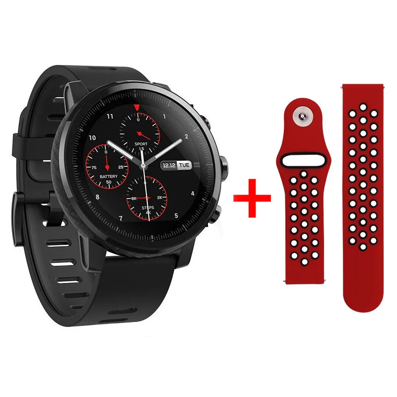 Strat2BC-RE Xiaomi mi Huami Amazfit 2 Amazfit Stratos 2 умные часы мужские с gps Xiao mi часы PPG пульсометр 5ATM - Цвет: Strat2BC-RE