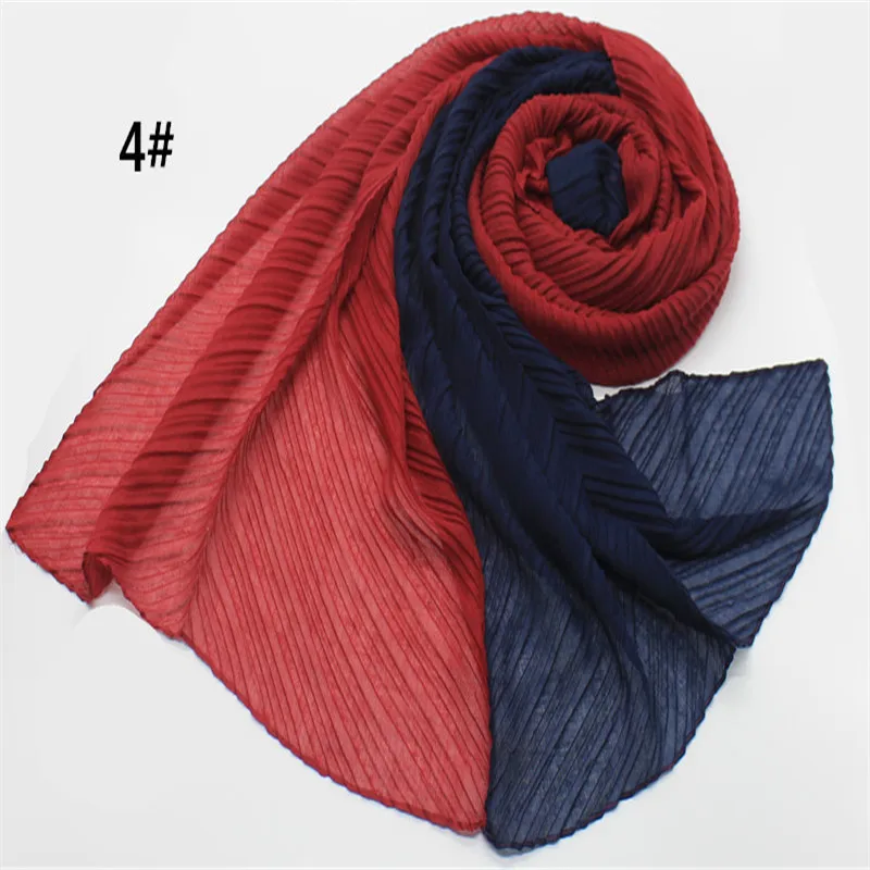 

New plain women scarf/scarves crinkled two colors patchwork shawl solid soft viscose muslim hijabs wraps 10pcs/lot free shipping