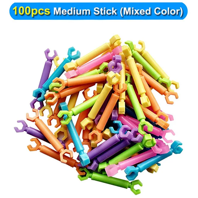 100pcs Medium Stick 100 шт./лот, строительные блоки Smart Stick, детские игрушки DIY, безопасные пластиковые сборные Развивающие игрушки для детей, подарок на день рождения, DK1-100 - Цвет: 100pcs Medium Stick