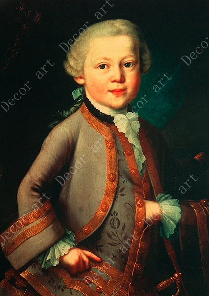 Картина на холсте Wolfgang Amadeus Mozart с изображением музыканта винтажные настенные