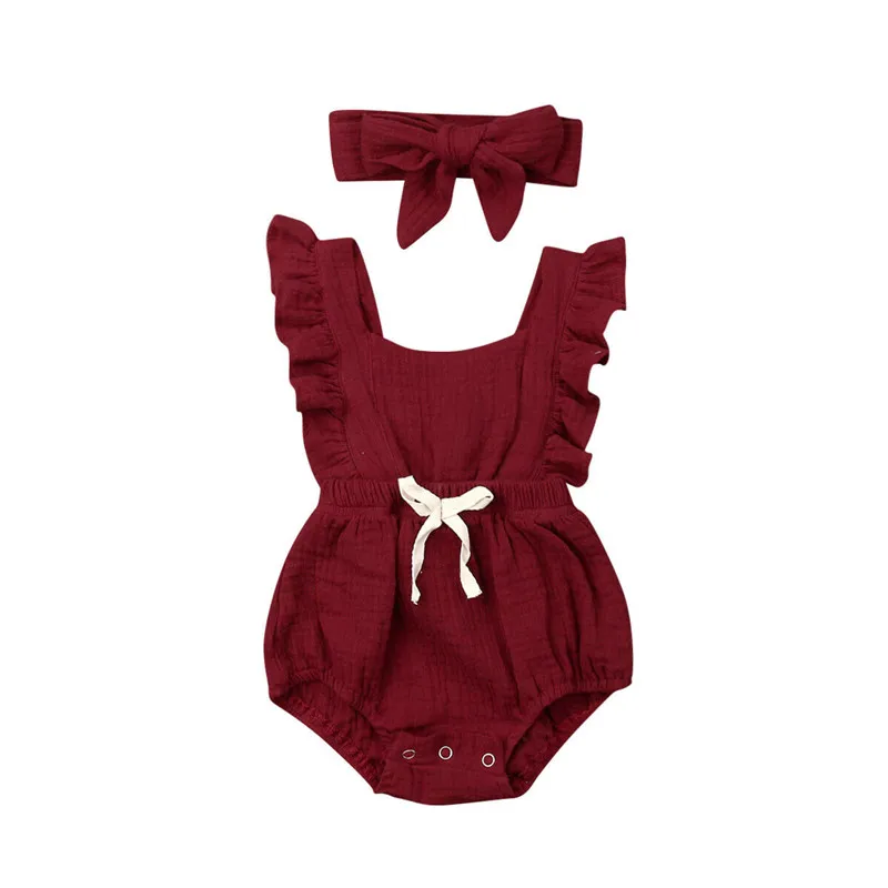 Одежда для новорожденных девочек Однотонная повязка на голову с бантом и