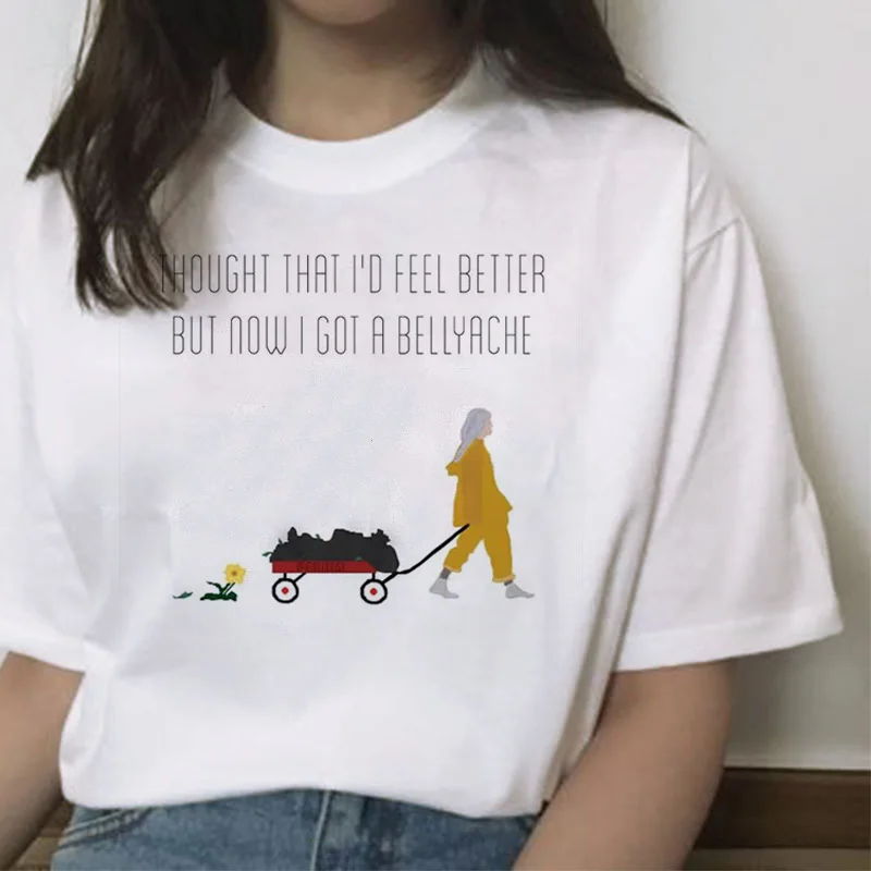Billie eilish Футболка женская футболка одежда femme Футболка лето футболки Повседневная Женская harajuku уличная хип-хоп Футболка