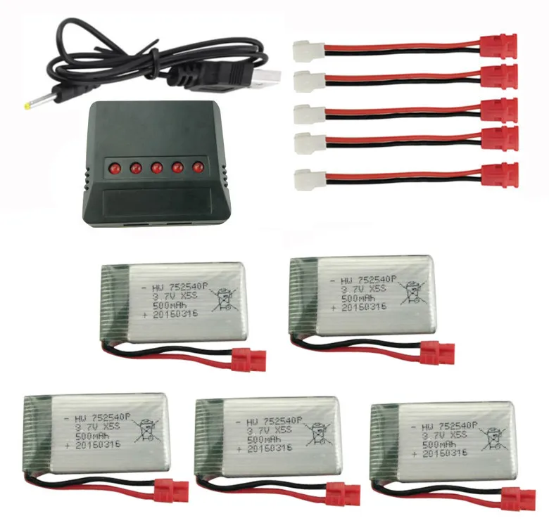 

SYMA X5HW X5HC аксессуары для радиоуправляемых квадрокоптеров и самолетов зарядное устройство 5 шт. 3,7 в 600 мАч аккумулятор и комплект зарядного устройства