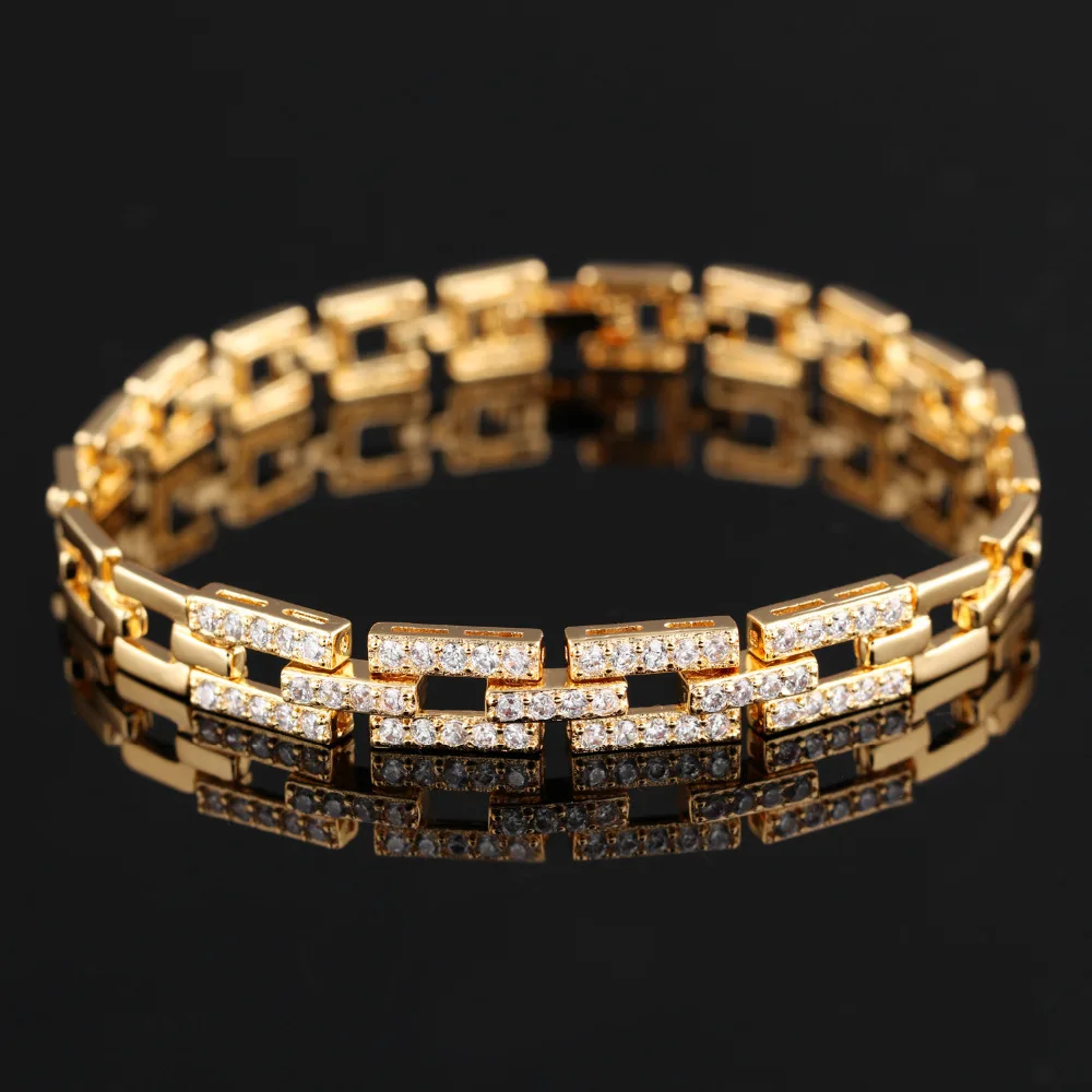 7 морей роскошные золотые Цвет браслет для Для женщин проложить кубического