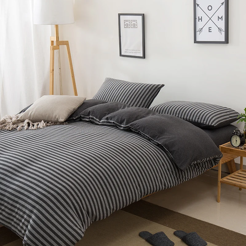 Комплект постельного белья из 100% промытого хлопка пододеяльник в полоску клетку