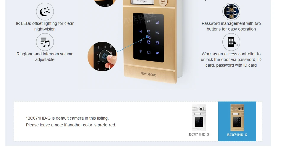 HOMSECUR 4 провода Hands-free AHD видео и аудио Домашний домофон с наружным контролем пароль брелок разблокировка BC071HD-G+ BM715HD-G