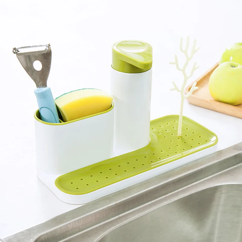

Creative for Kitchen Shelving Rack Liquid Storage Bottle Sink Tidy Set Soap Dispenser Drying Rack Multifunctional Shelvinng