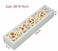 20pcslot 2664cm white long hollow macaron box egg tart muffin cookie dessert chocolate cake box party gift packaging boxes