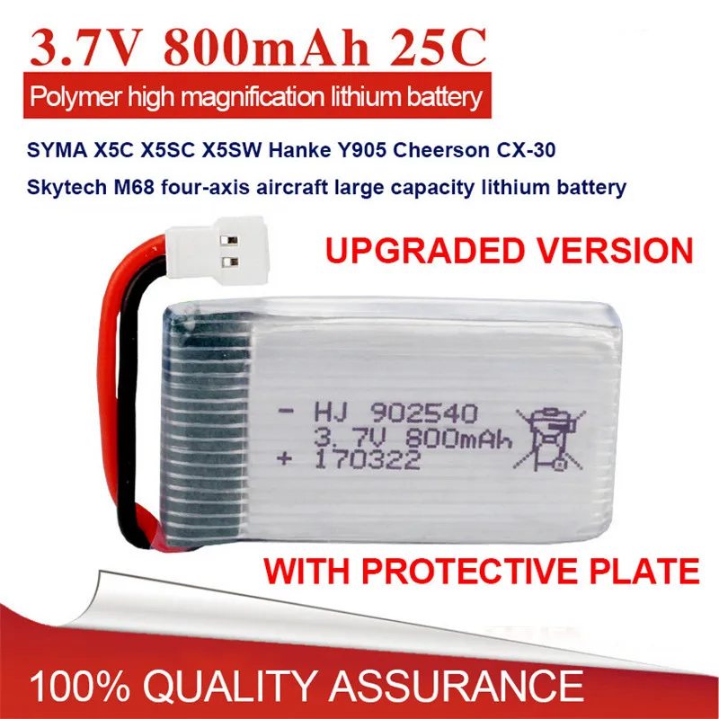 Аккумулятор Lipo 3 7 в 800 мАч 902540 30C для SYMA X5C X5SC X5SW X5HW X5UW CX 30 TianKe M68 квадрокоптера