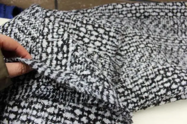Бесплатная доставка шерстяная твидовая ткань черно белая с рисунком цена за 1 ярд