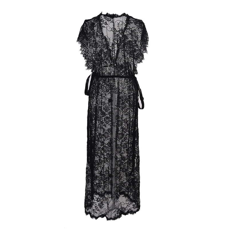 

Hot Sale Lace Nightgown See Through Sexy Women Babydoll High Elasticity Baby Doll Sexy Lingerie Solid Long Gown Lingerie