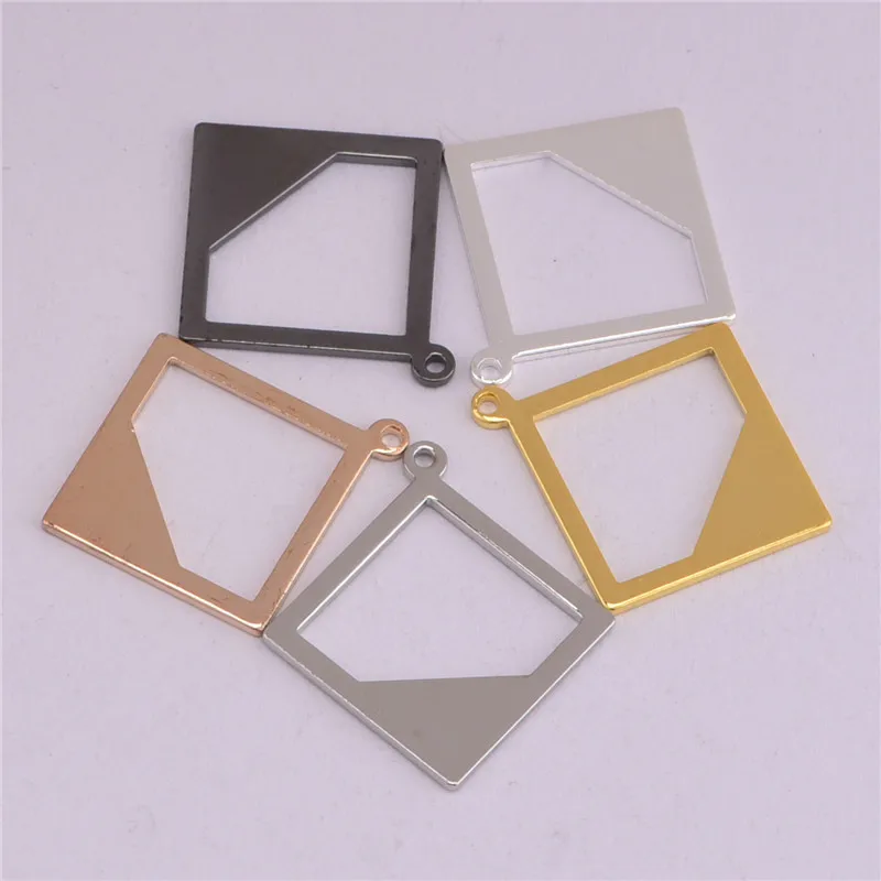 

50pcs 17.8mm Gold/silver Color Copper Hollow square Charms Handmade Making pendant fit DIY bracelet necklace