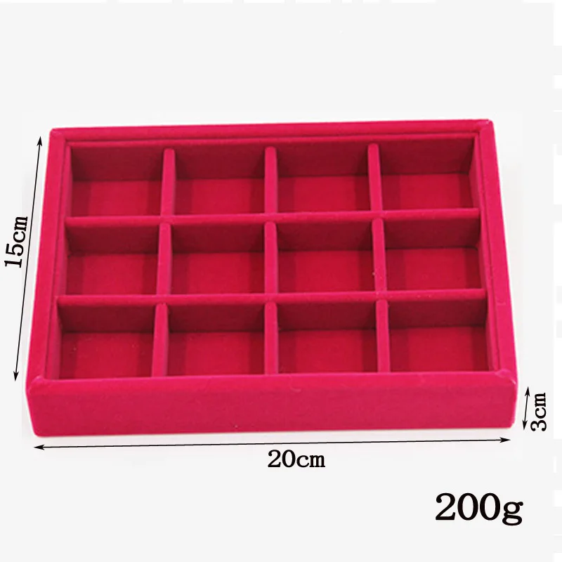 12 grids tray DIY лоток для хранения 20*15*3 см бархатная упаковка ювелирных изделий дисплей ювелирные изделия серьги ожерелья Подвески Браслеты держатель лотков чехол - Цвет: 12 grids tray