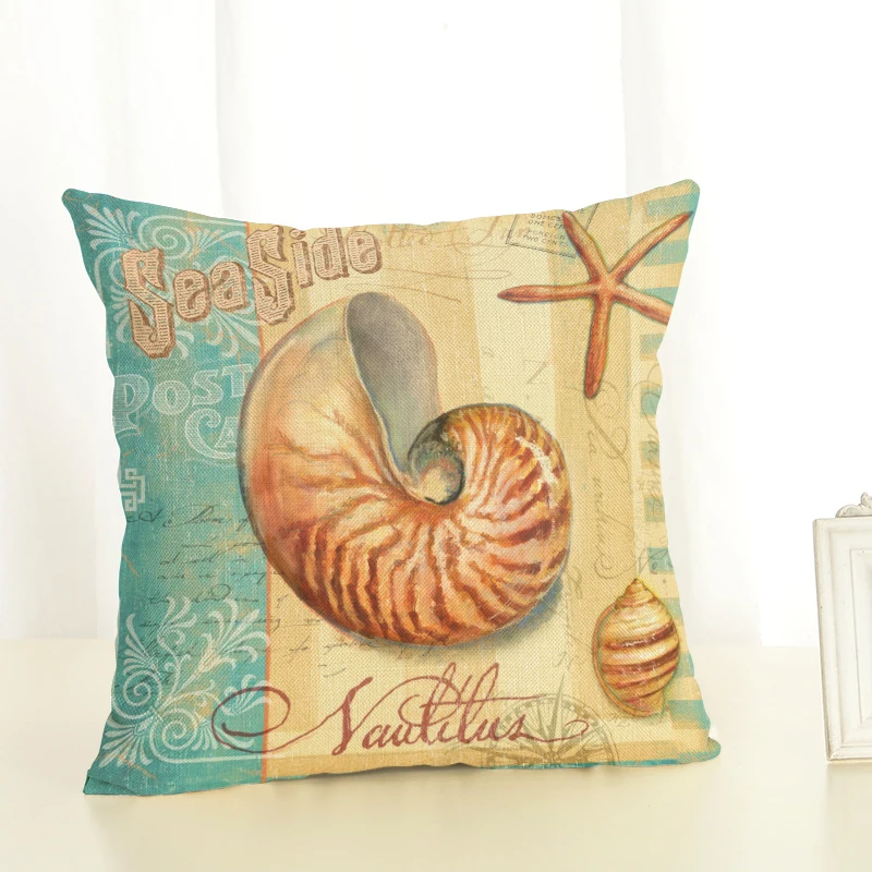 Наволочка для дивана из хлопка и льна с принтом морской черепахи лошади