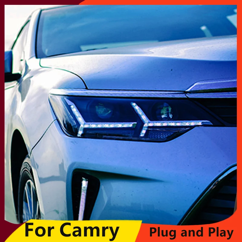 KOWELL Тюнинг автомобилей для Toyota Camry 2015 фары светодиодный фар с рыбья кость bi
