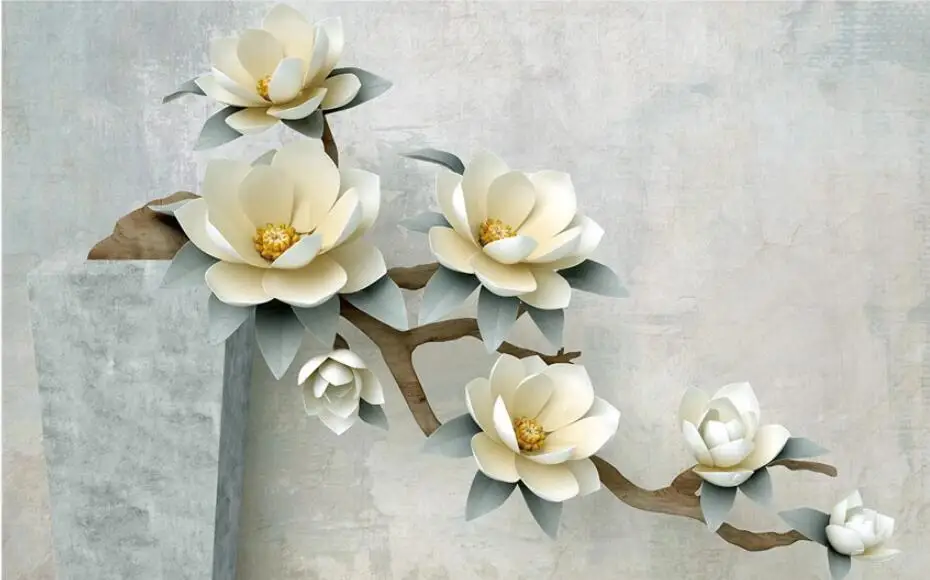 Embossed Floral Mural Wall Paper 3d Flowers Canvas Contact Photo Wallpaper Papel De Parede Wallpapers for Living Room | Обустройство