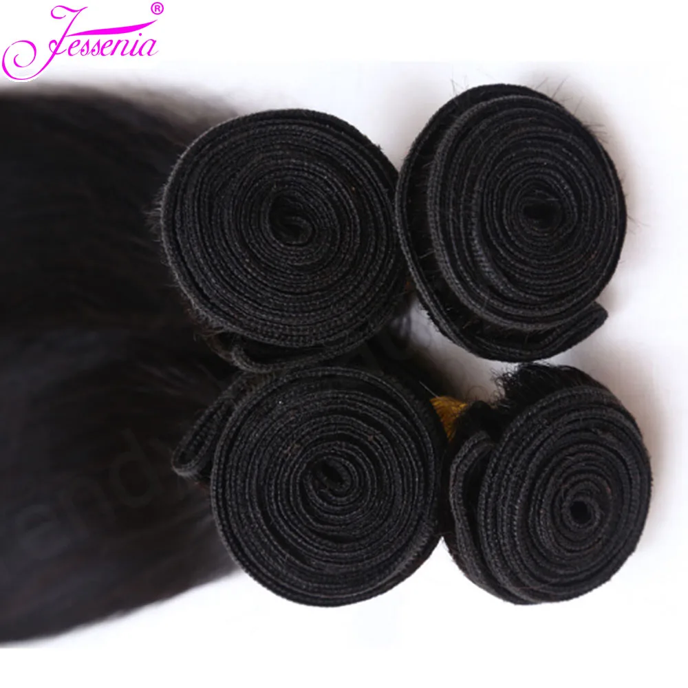 Jessenia Малайзии прямые пучки волос натуральные волосы Weave Связки Natural Цвет Волосы remy расширения 4 Связки дело
