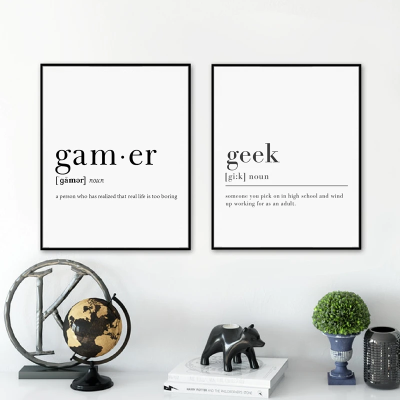Gamer Definition Картина на холсте настенные картинки смешные рисунки Юмористические