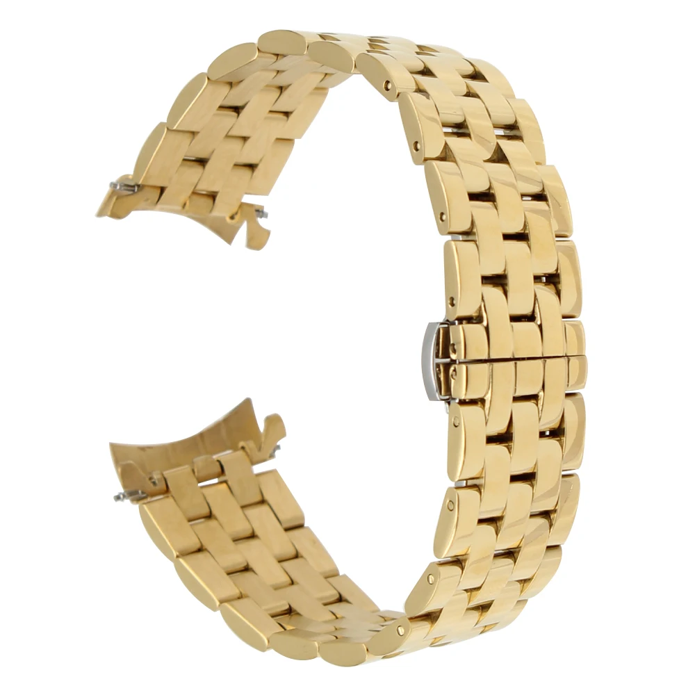 Ремешок из нержавеющей стали для наручных часов изогнутый браслет с застежкой