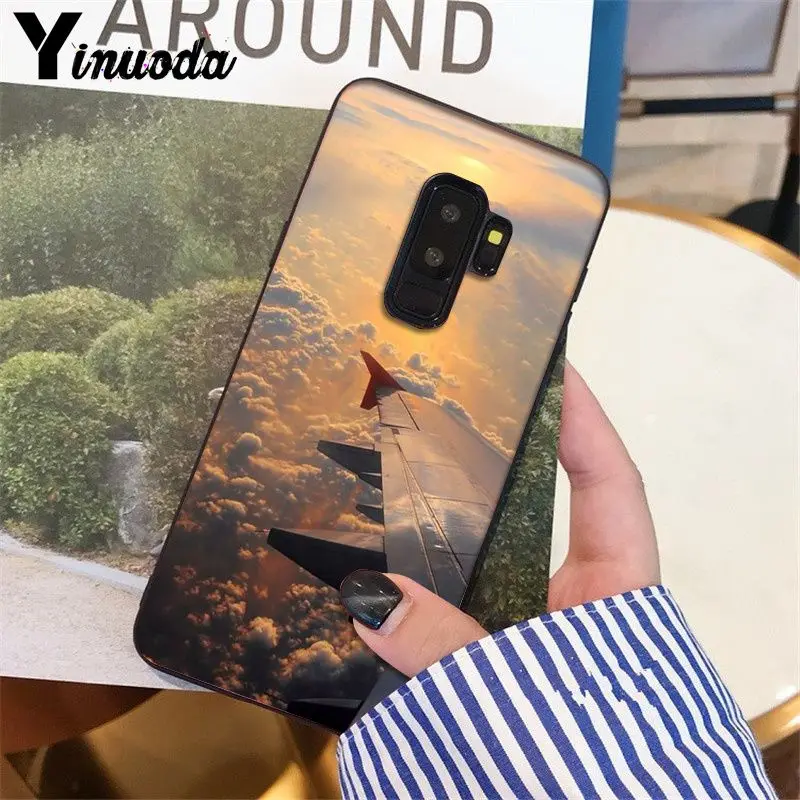 Роскошный чехол для телефона Yinuoda с самолетом путешествий на закате специальное