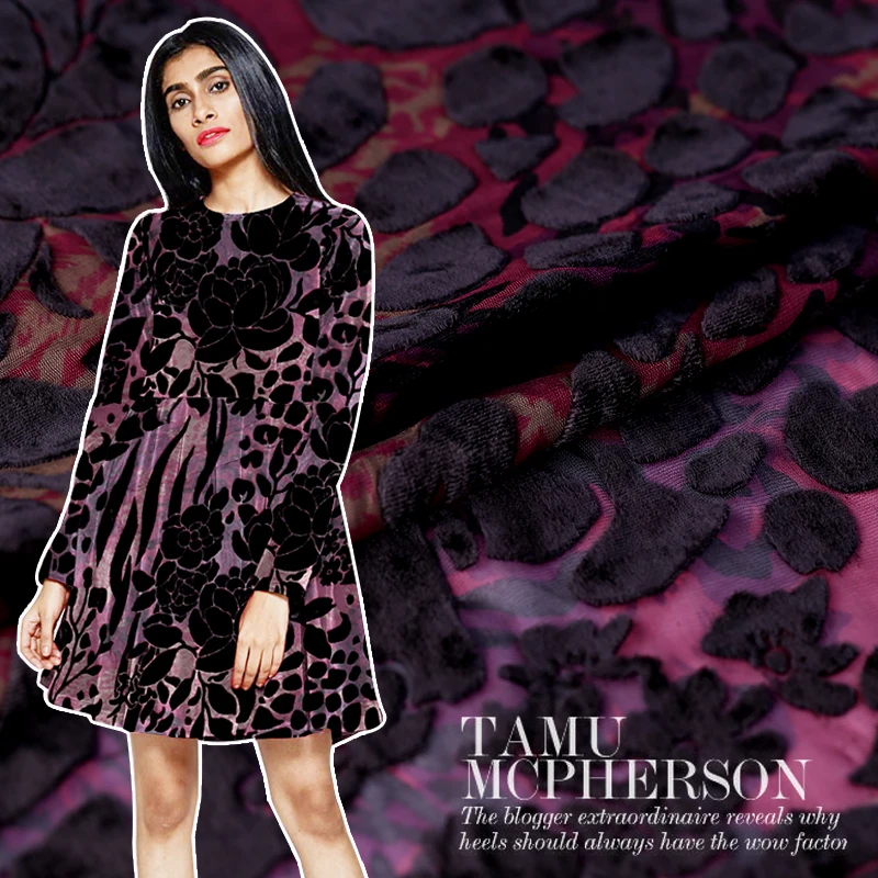 Hollow burnout velvet fabric high-end silk cheongsam dress wholesale cloth 114 cm | Дом и сад