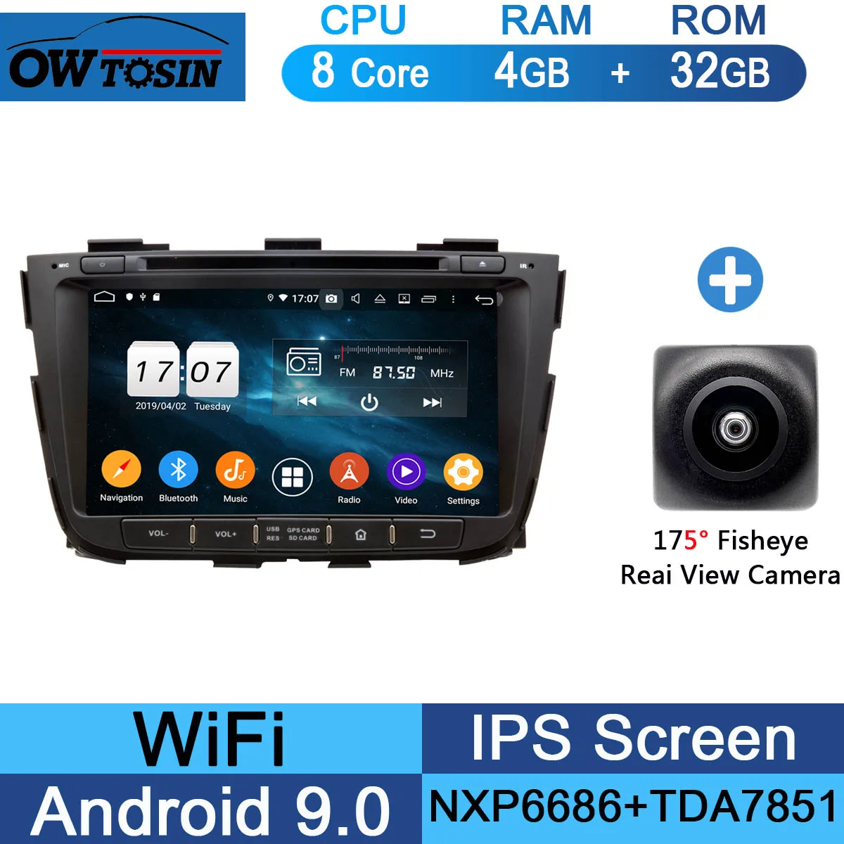 32G Fisheye Camera " ips Восьмиядерный 4 Гб ОЗУ+ 64 Гб ПЗУ Android 9,0 Автомобильный DVD Радио gps Navi для Kia Sorento 2012 2013 DSP CarPlay Parrot BT - Цвет: 32G Fisheye Camera
