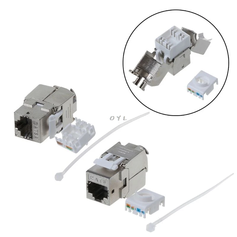 1 шт. RJ45 Keystone Cat6 Cat6A Экранированный FTP цинковый сплав модуль Jack сетевой разъем