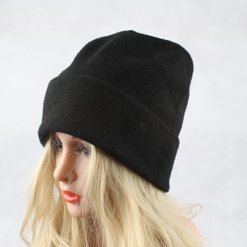 Модные зимние шляпы для женщин шерсть Skullies шляпа дамские шапочки Повседневная теплая вязаная шапка