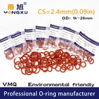 Уплотнительное кольцо VMQ, 20 шт., толщина CS2.4mm, OD14151617181920*2,4 мм, силиконовая резина, водонепроницаемая шайба, нетоксичный, красный