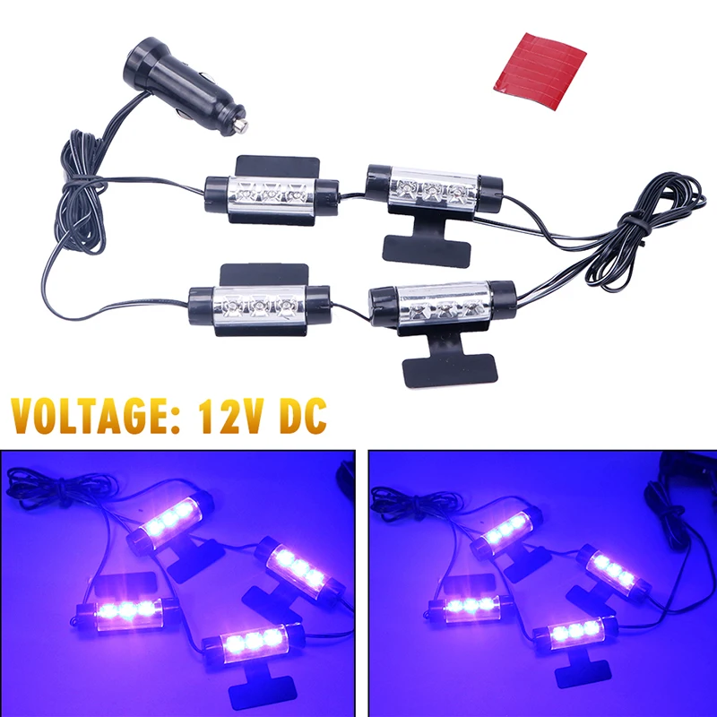 4 x 3 led blue car decorative lights 12v 4-in-1 neon interior light decoration atmosphere lighting lamp | Автомобили и мотоциклы