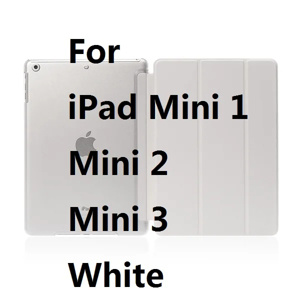 For iPadMin123 White QUWIND ультра тонкий складной чехол из искусственной кожи с кристальной жесткой задней смарт-подставкой для iPad 2 iPad 3 iPad 4 Mini 1 2 3 4 5 - Цвет: For iPadMin123 White