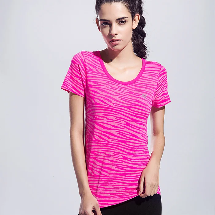 Красный BINAND камуфляжная цветная женская рубашка для спорта и йоги, дышащая футболка для бега тренировок, фитнеса, быстросохнущие топы, футболки с коротким рукавом - Цвет: Красный