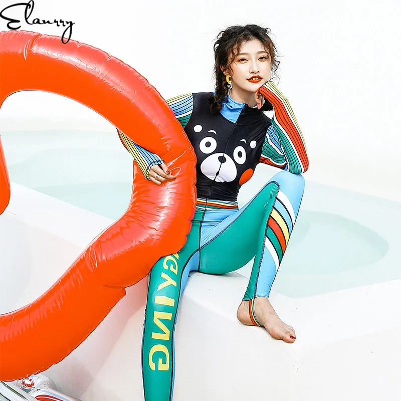 Women Rashguards Long Sleeves Pants Summer Surfing Suits Full Body High Quality Swimwear Girl Bathing Maillot | Спорт и развлечения