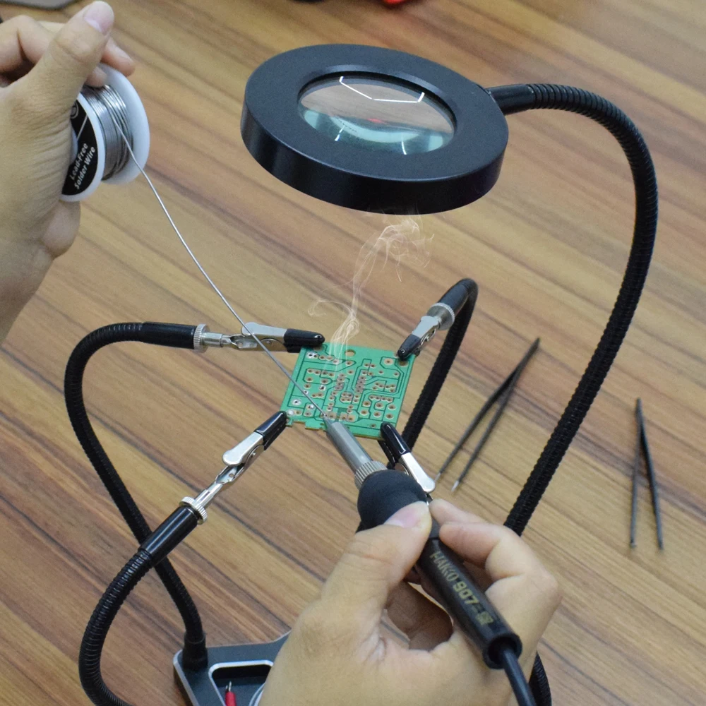 Toolour пятизвездочный основание из алюминиевого сплава паяльная подставка 42 SMD светодиоды 3X лупа третья рука помощи подставка для паяльника инструмент