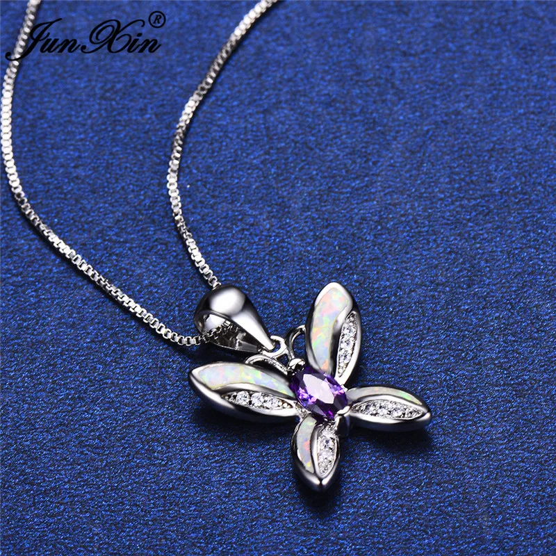 Женское Ожерелье в стиле бохо с подвеской виде большой синей фиолетовой бабочки