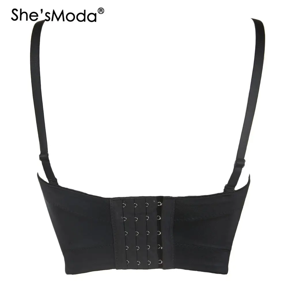 She'sModa Metal Bead Bustier Pearls Diamond Push Up Night Club Bralette Women's Bra Cropped Top Vest Plus Size