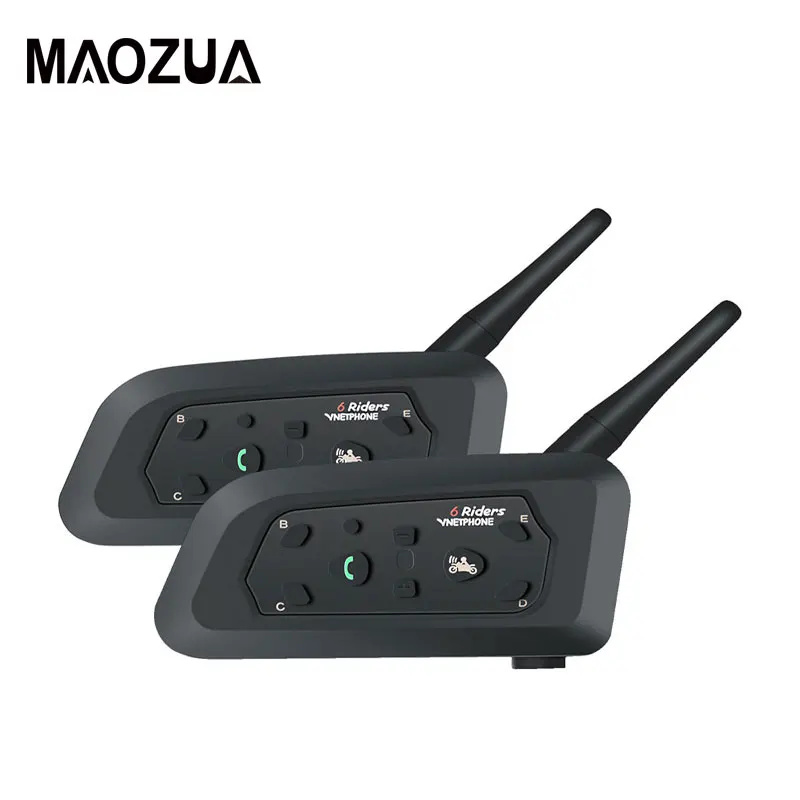 

2PCS V6 Motorcycle Bluetooth-compatibl Helmet Headsets Intercom Handsfree Talker for 6 riders BT intercomunicador Interphone MP3