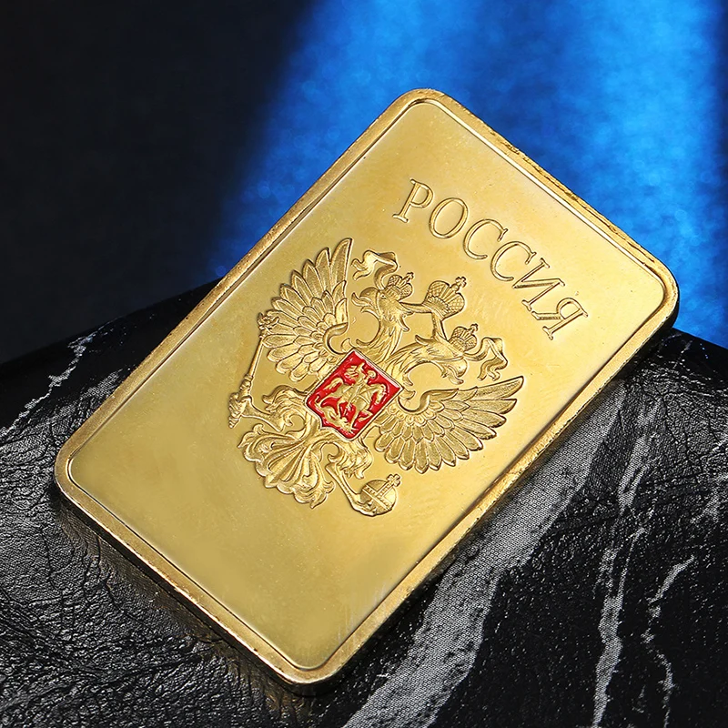 Русский СССР памятная монета 44х28мм двуглавый орел Золотая квадратная искусство