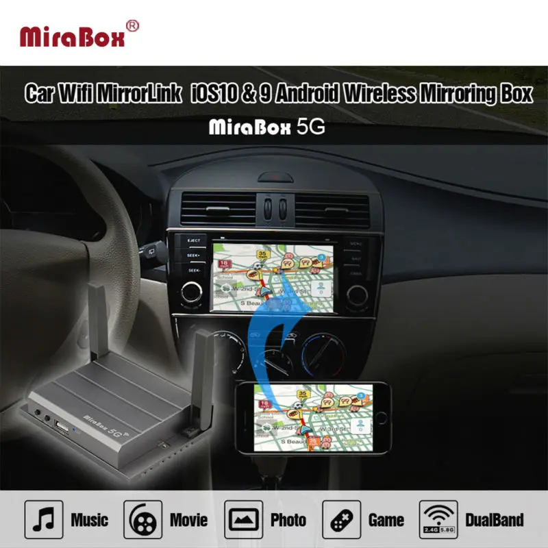 Mirabox автомобилей Wi Fi Mirrorlink коробки A/V HDMI RCA CVBS Поддержка Встроенная навигация с