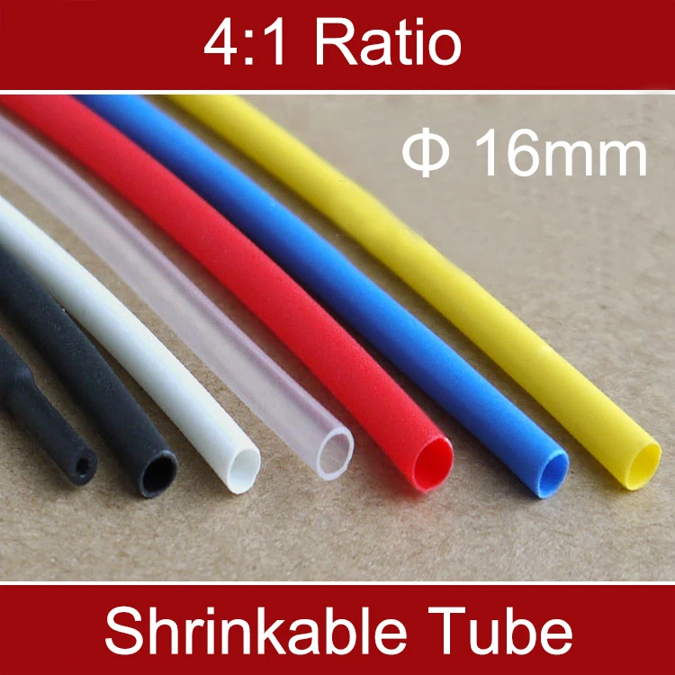 1M Ratio 4:1 16mm Dia Double Wall Black White Red Clear Thermosol Insulated Cable Sleeve Wire Wrap Heat Shrink Shrinkable Tube