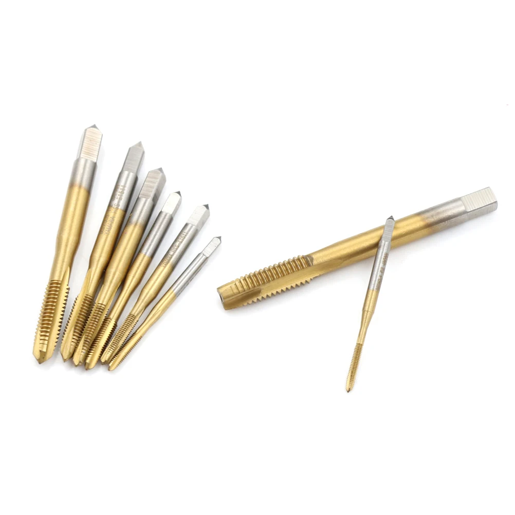 Herramientas de mano de titanio coaxial, Punta espiral, flauta recta, tornillo métrico mecánico, máquina de roscas M2/M2.5/M3/M3.5/M4/M5/M6/M8